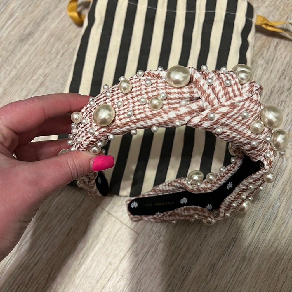 Lele Sadoughi houndstooth pearl headband